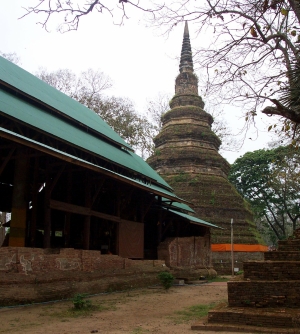 The pagoda with chapel to the left
