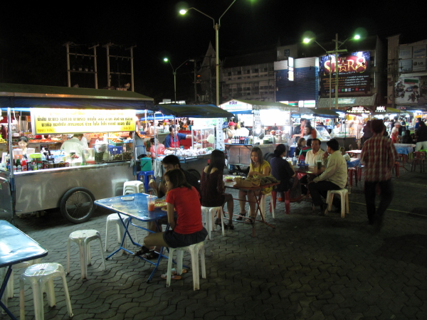 Night market food stalls