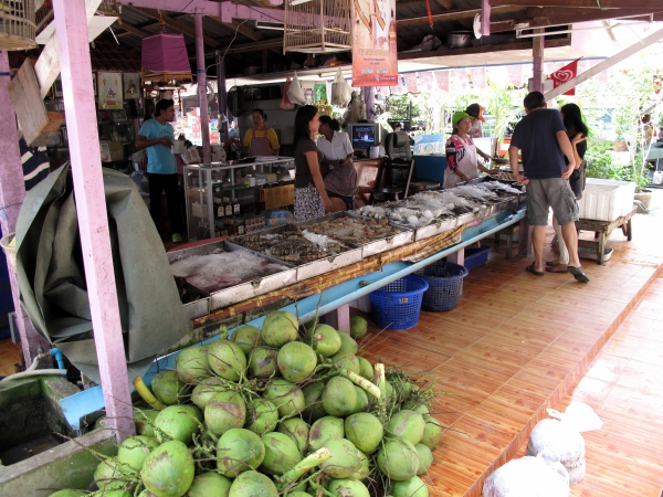 Seafood shacks on the beach in Songkhla