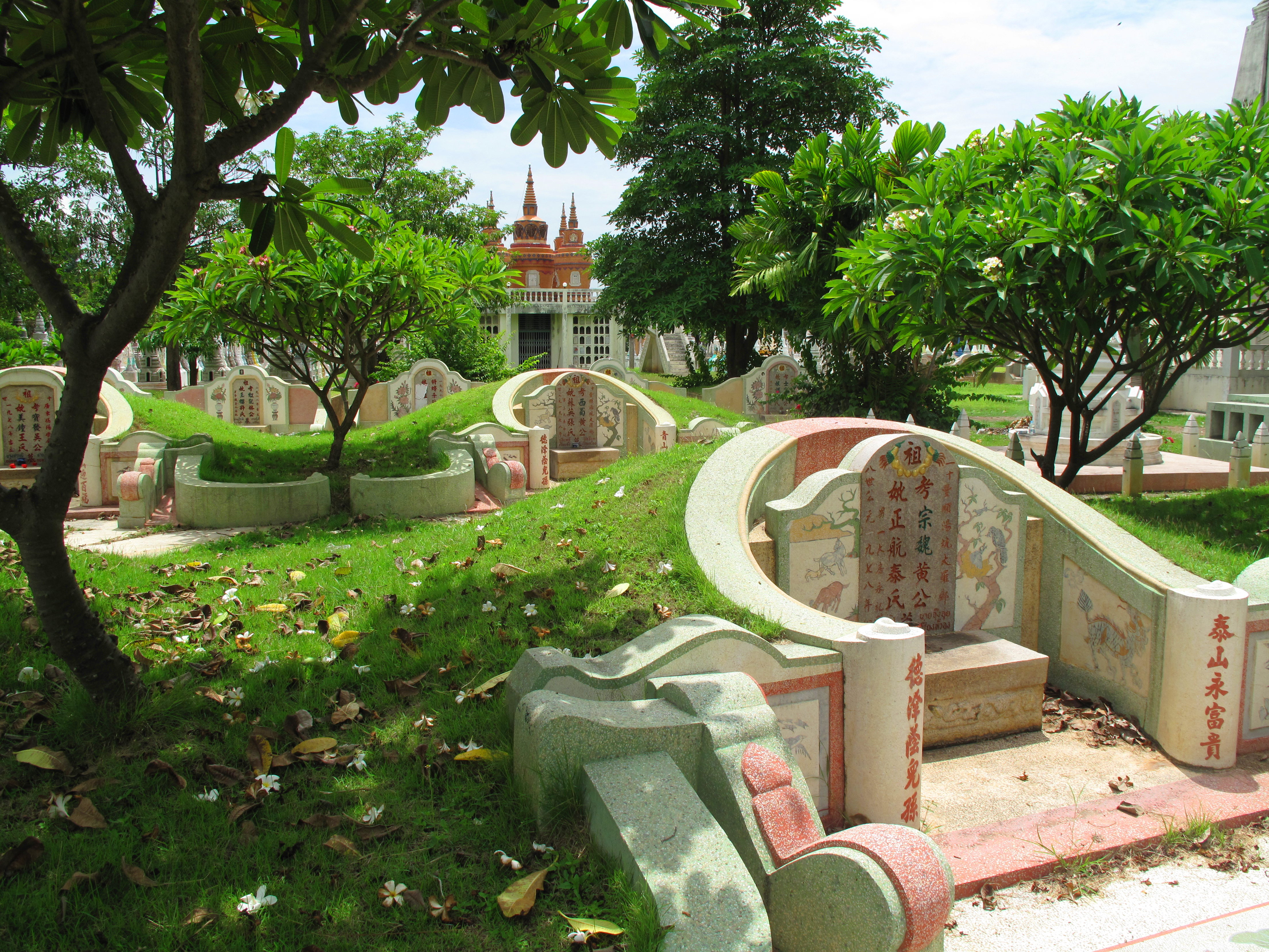 Some Chinese mounds with the big reliquaries behind