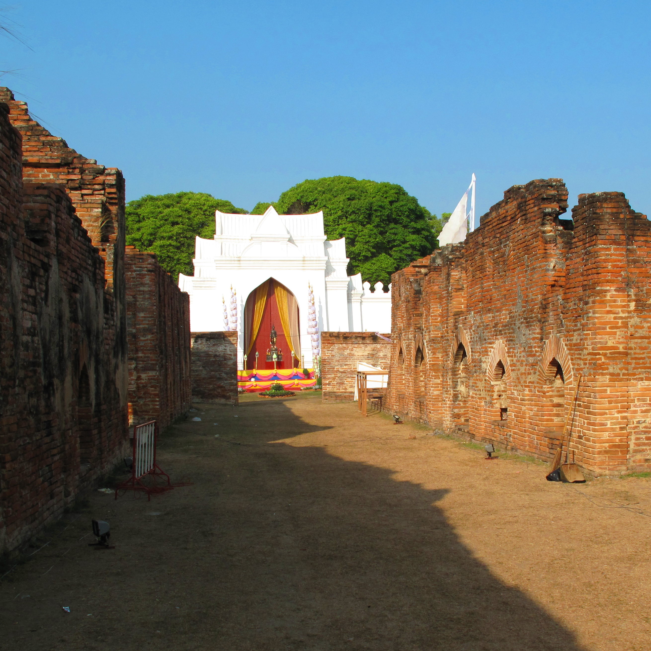 Row of warehouses just outside of the entry to the reception hall