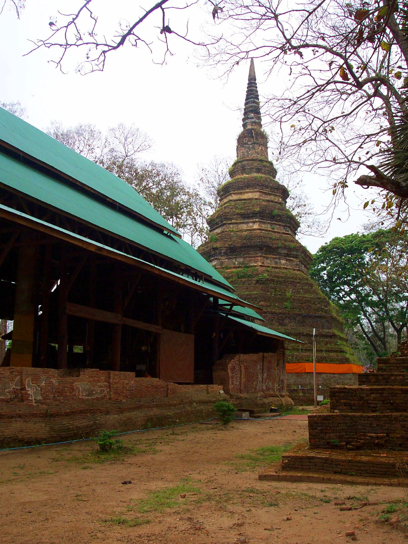 The pagoda with chapel to the left