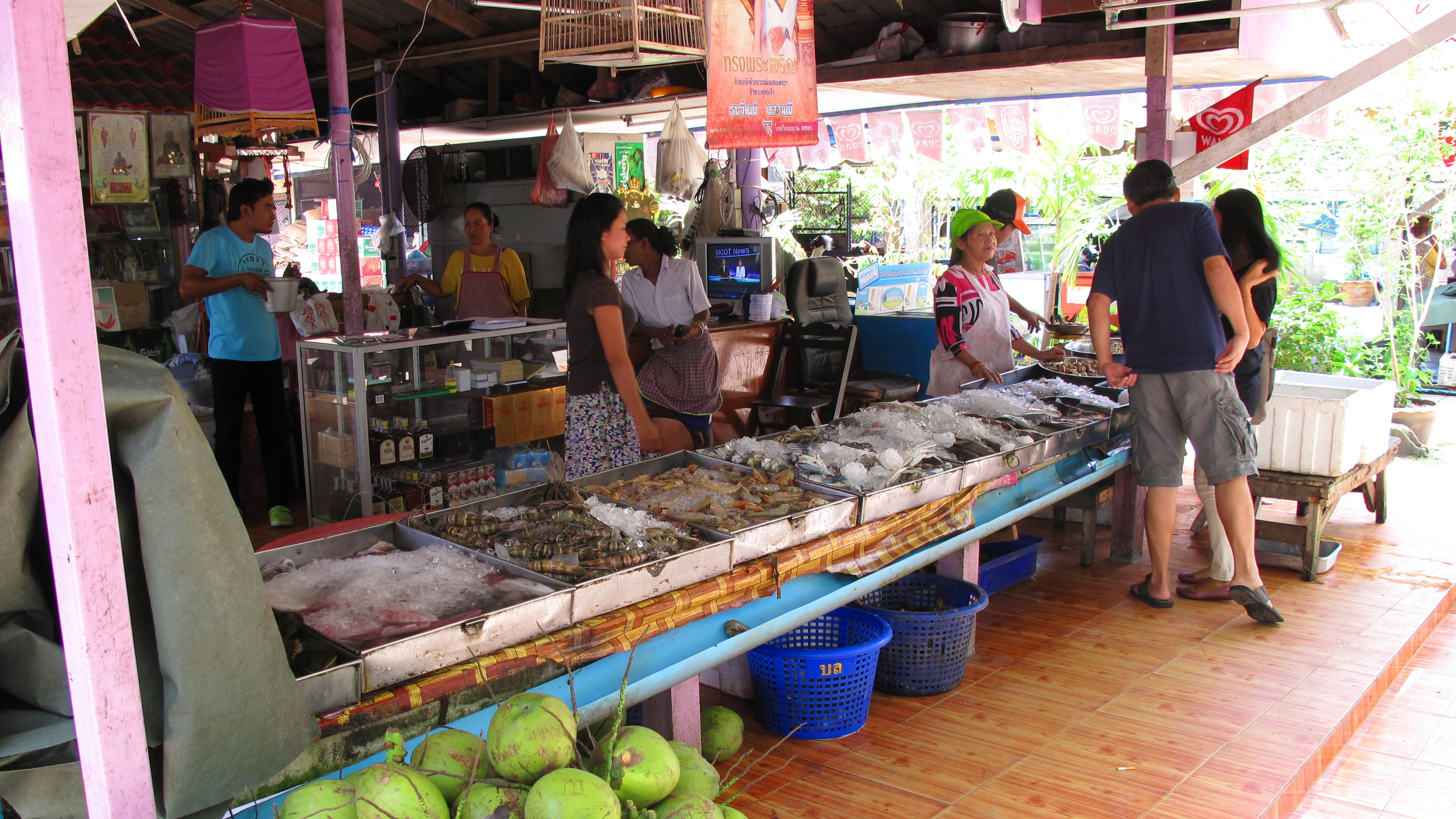 Seafood shacks on the beach in Songkhla